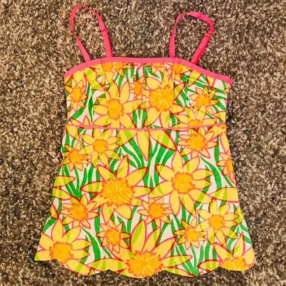 Lilly Pulitzer Tops - Lilly Pulitzer Pink Yellow Green Floral Tank